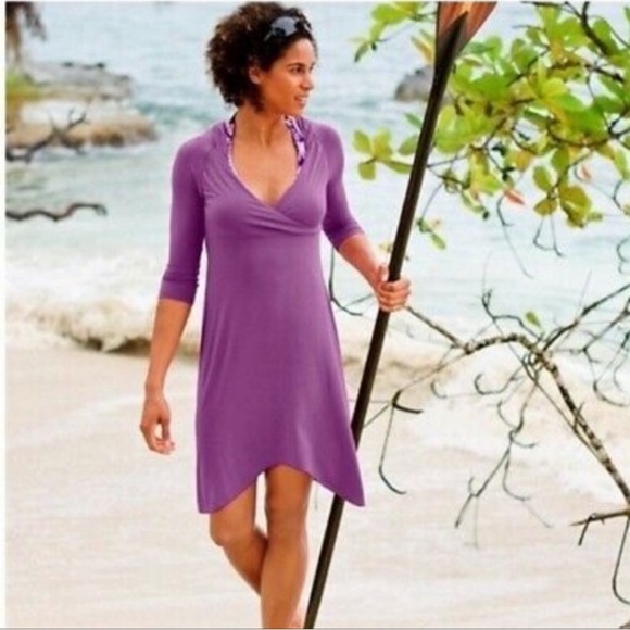 Athleta Dresses & Skirts - ATHLETA Hawi Hooded handkerchief hem Modal Dress